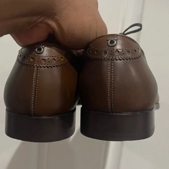 Salvatore Ferragamo Boston Cap Toe Lace Up Dress Shoes Brown Sz 8 E - Picture 6 of 10